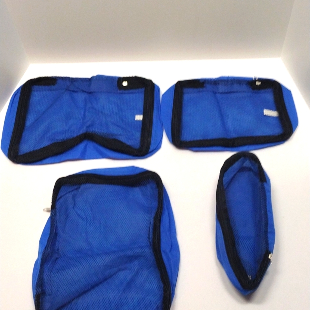 Blue Zipper Storage Mesh Bags Bundle of 4